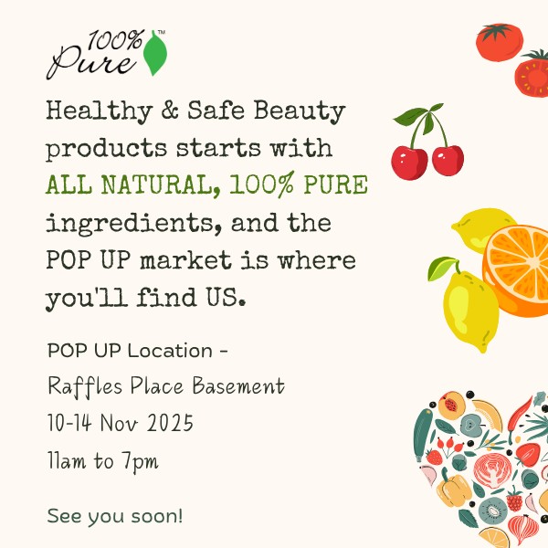 100% Pure singapore pop up booth at raffles basement 10-14 nov