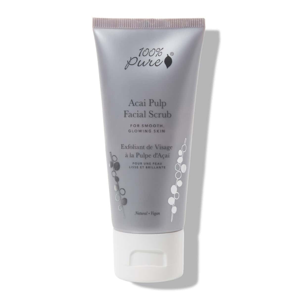 Acai pulp facial scrub for brightening, anti-aging