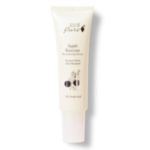 100% Pure Natural Exfoliating Serum, a natural AHA and enzyme resurfacing serum with kojic acid and hyaluronic acid"