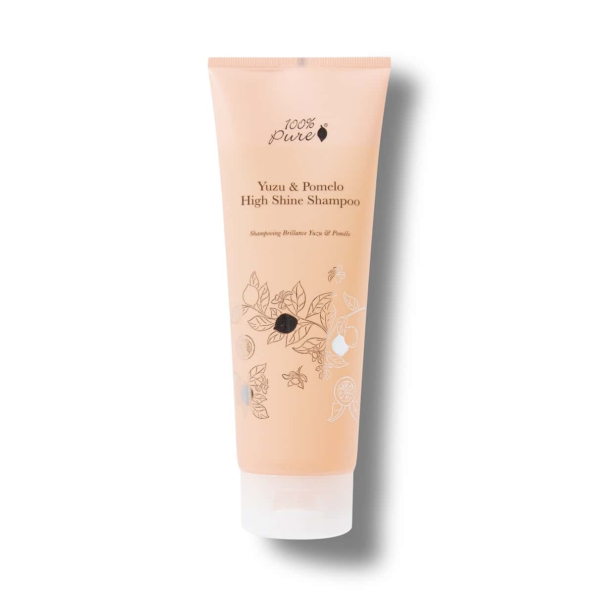 100% Pure Yuzu Pomelo High Shine Shampoo 8oz, a natural high shine shampoo with aloe vera base