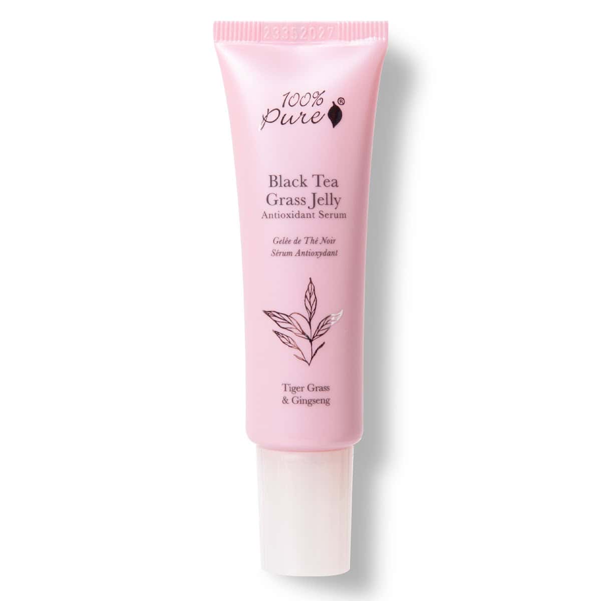 100% Pure Black Tea Grass Jelly Serum, a lightweight anti-aging serum with bakuchiol, green tea EGCG, and hyaluronic acid, Singapore